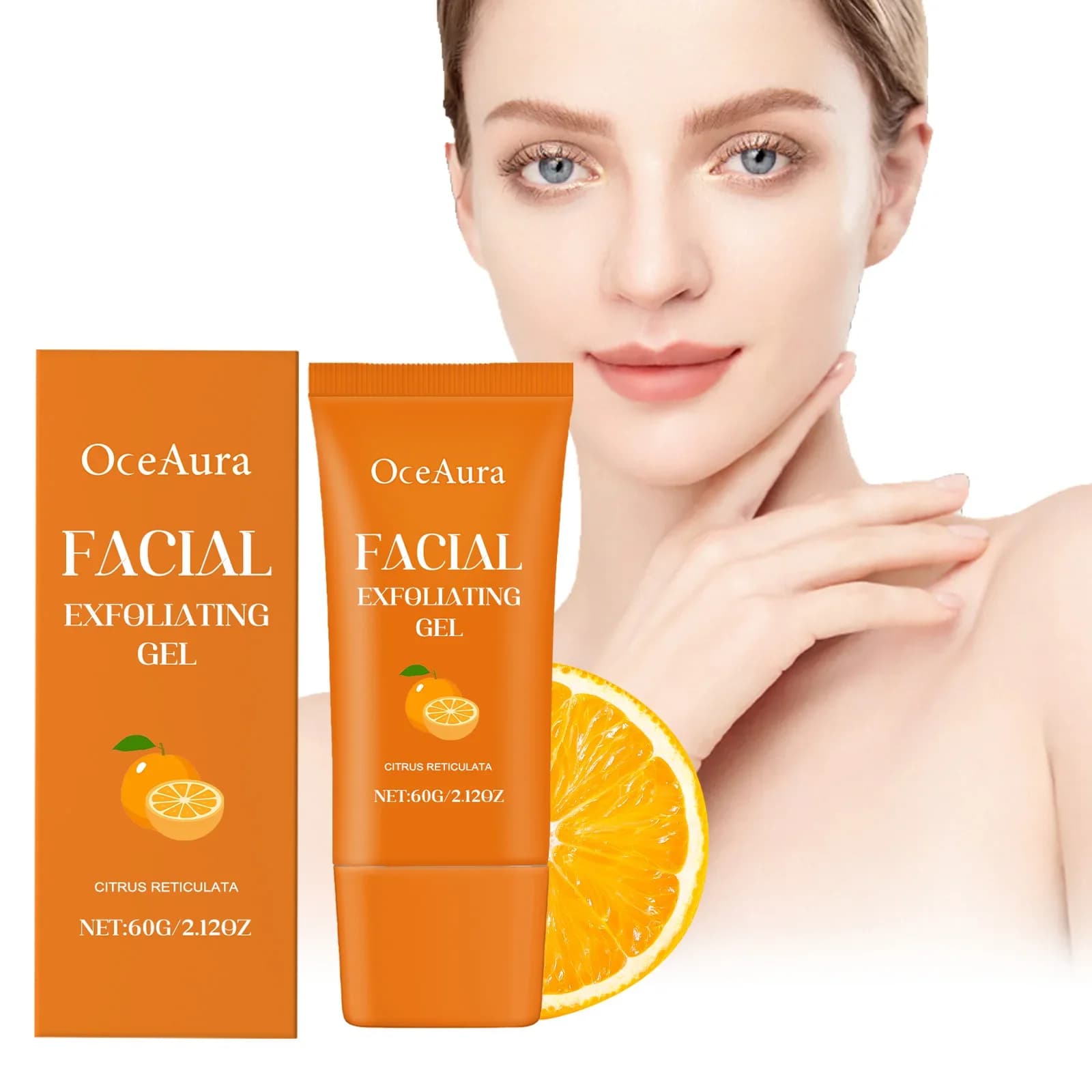 Gel exfoliant Orange éclaircissant pour le visage, éclaircit les taches foncées de la peau, dissolvant de points noirs d'acné, contrôle de l'huile, nettoyant pour le visage lisse