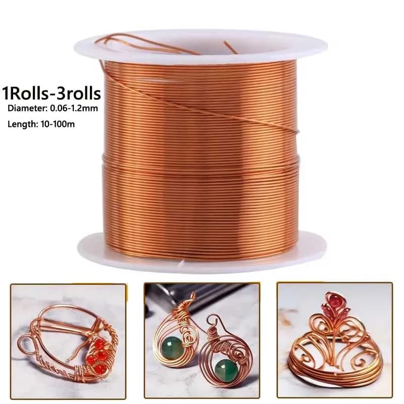Fil de cuivre souple pour le jardinage par électroculture, 1 à 3 rouleaux, 0.06-1.2mm, fabrication de bijoux, perles, fabrication de bijoux faits à la main, œuvre d'art