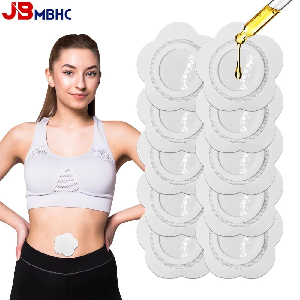 Patchs d'huile de ricin jetables, 10 pièces, paquet d'huile de ricin, tampons auto-adhésifs en coton biologique pour le nombril, conception Anti-fuite