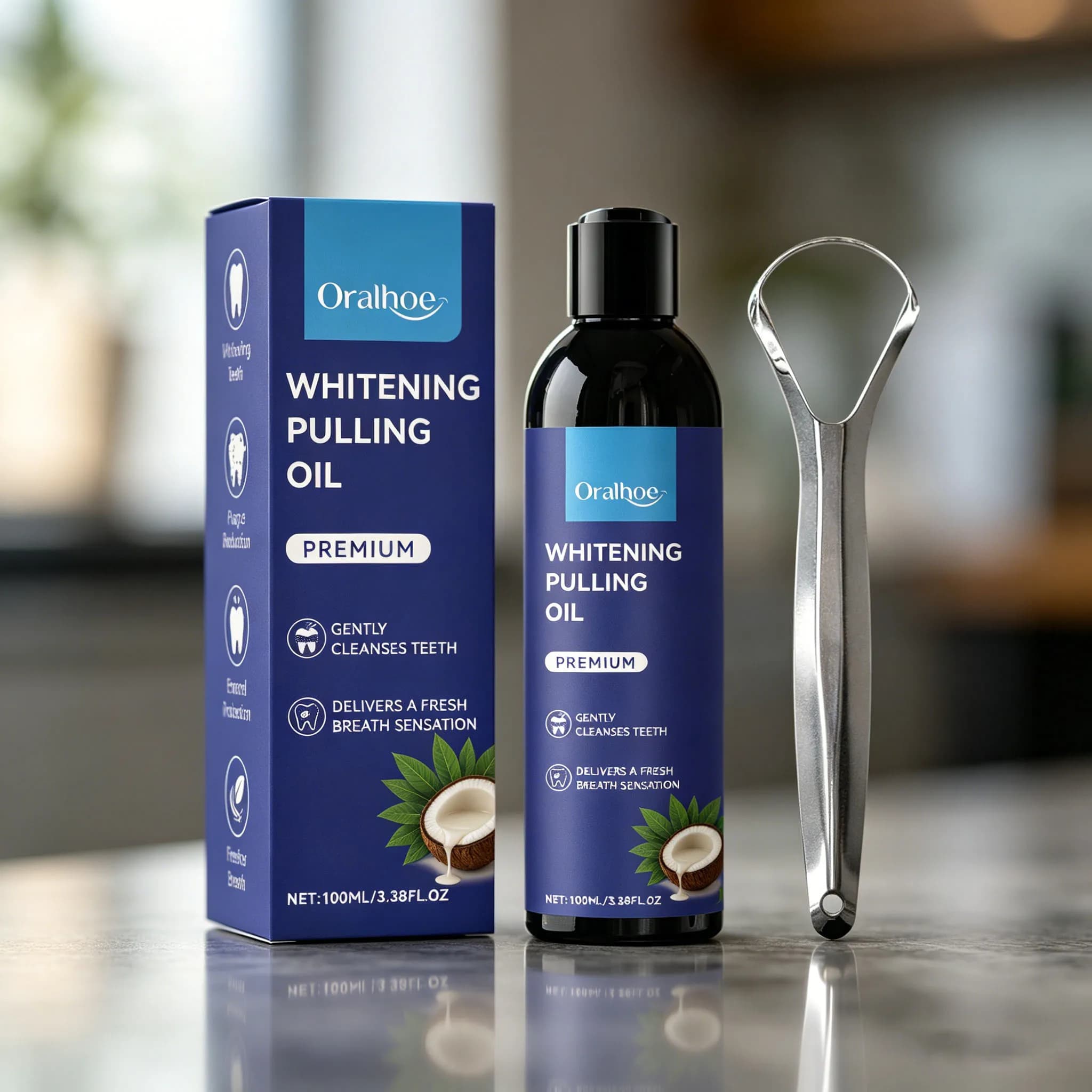 Bain de bouche à l'huile de coco et menthe