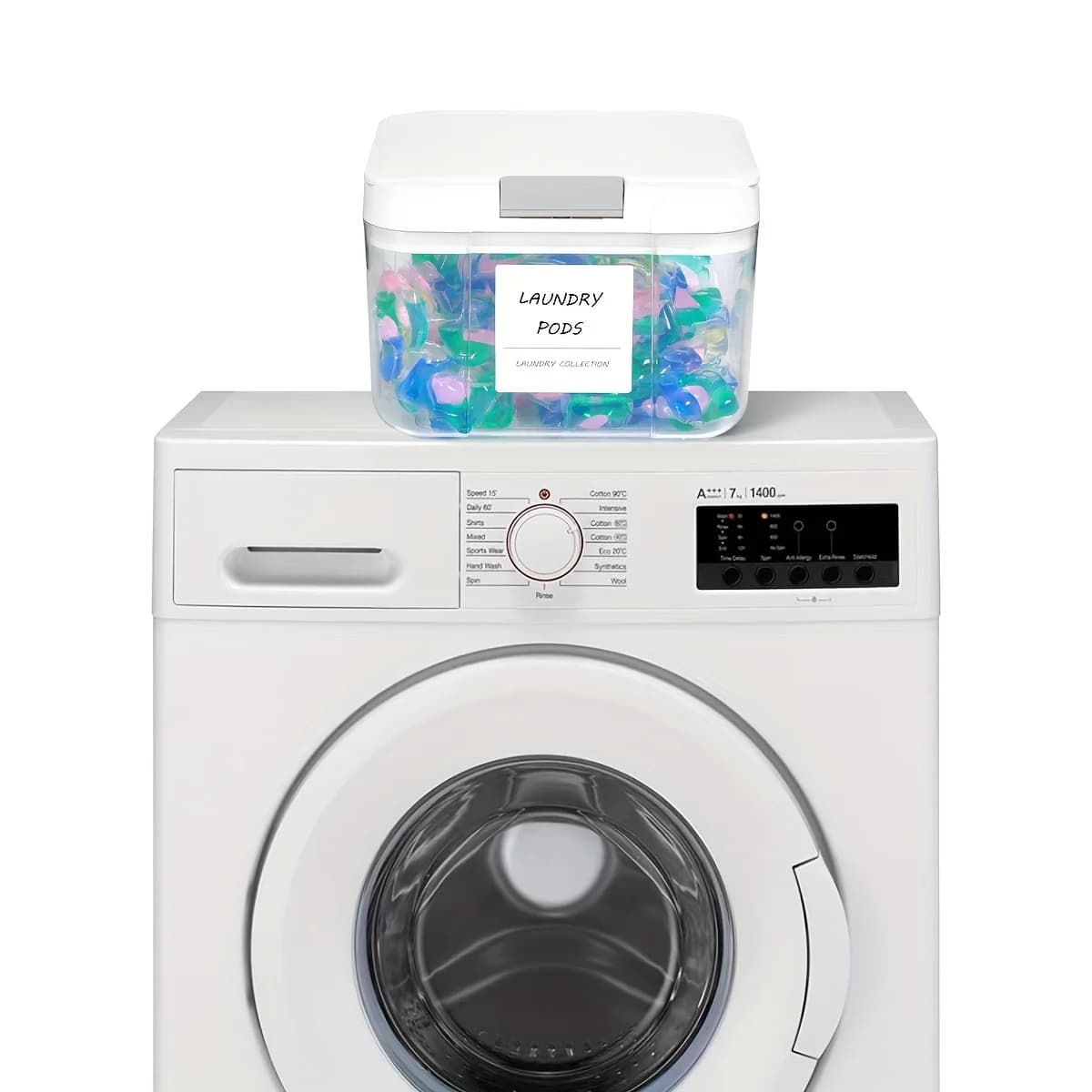 Porte-dosette à linge avec couvercle, conteneur de dosettes à linge, pop-up scellé et automatique, grande capacité, boîte de rangement pour dosettes de linge