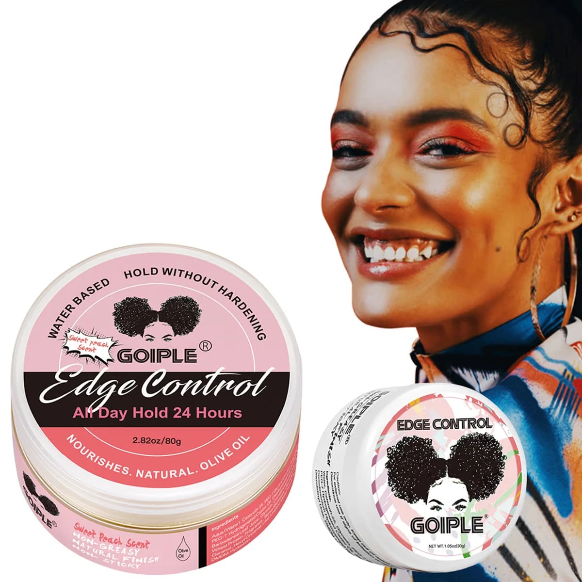 GOIPLE Crème Gel Coiffante à Base d'Eau aux Huiles d'Olive, Parfums Naturels de Fruits, Fixation 24h pour Femme