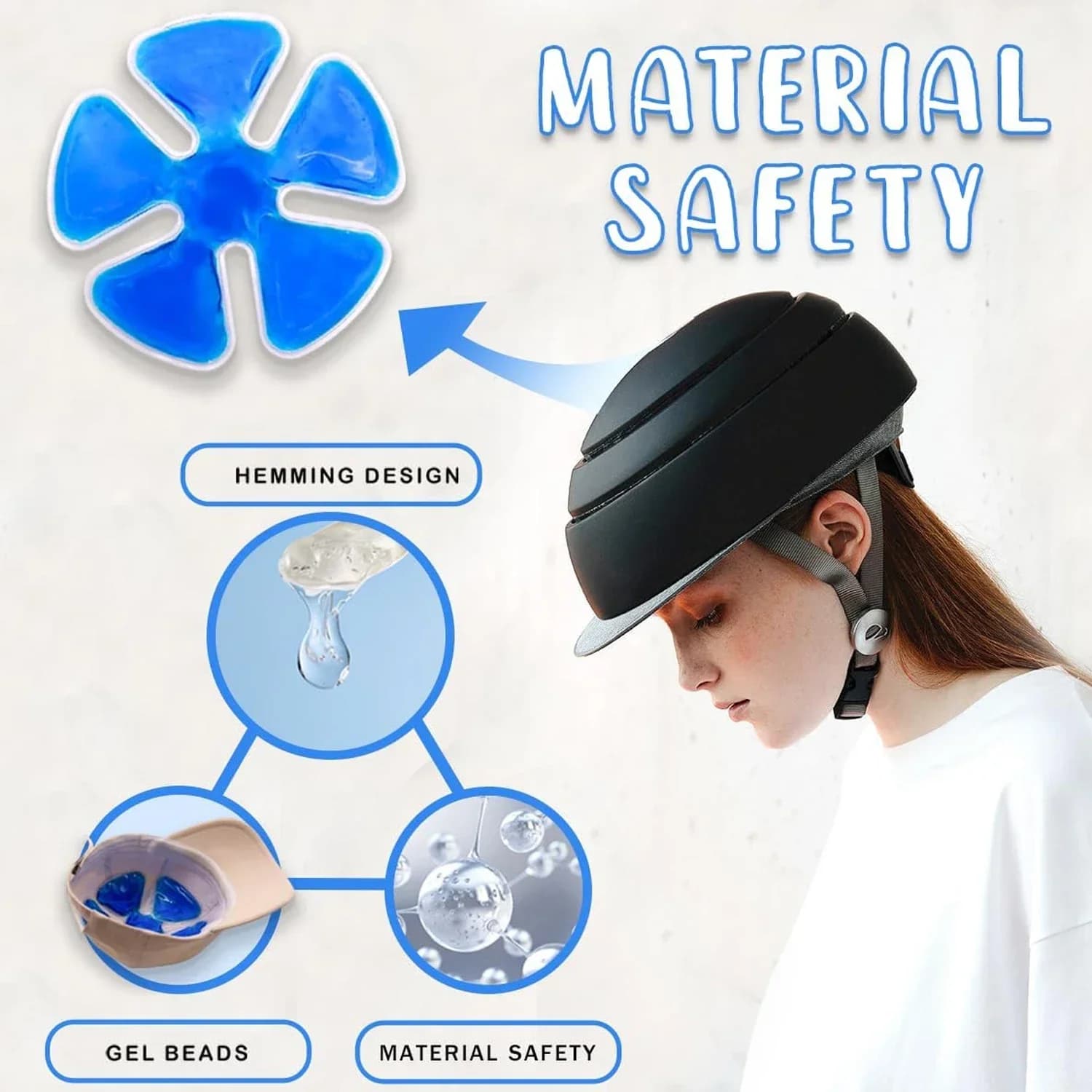 Chapeau rafraîchissant pour la tête – Compresse froide apaisante pour maux de tête, fièvre, migraines – Coussinets de gel glacés pour la tête, compatibles avec les casques de sport – Compresse froide 
