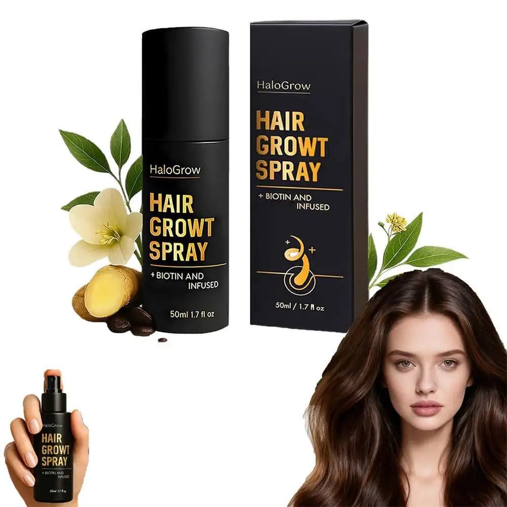 Spray de croissance des cheveux 50ml, favorise des cheveux plus épais et plus volumineux pour femmes et hommes, tous types de cheveux, avec des ingrédients naturels