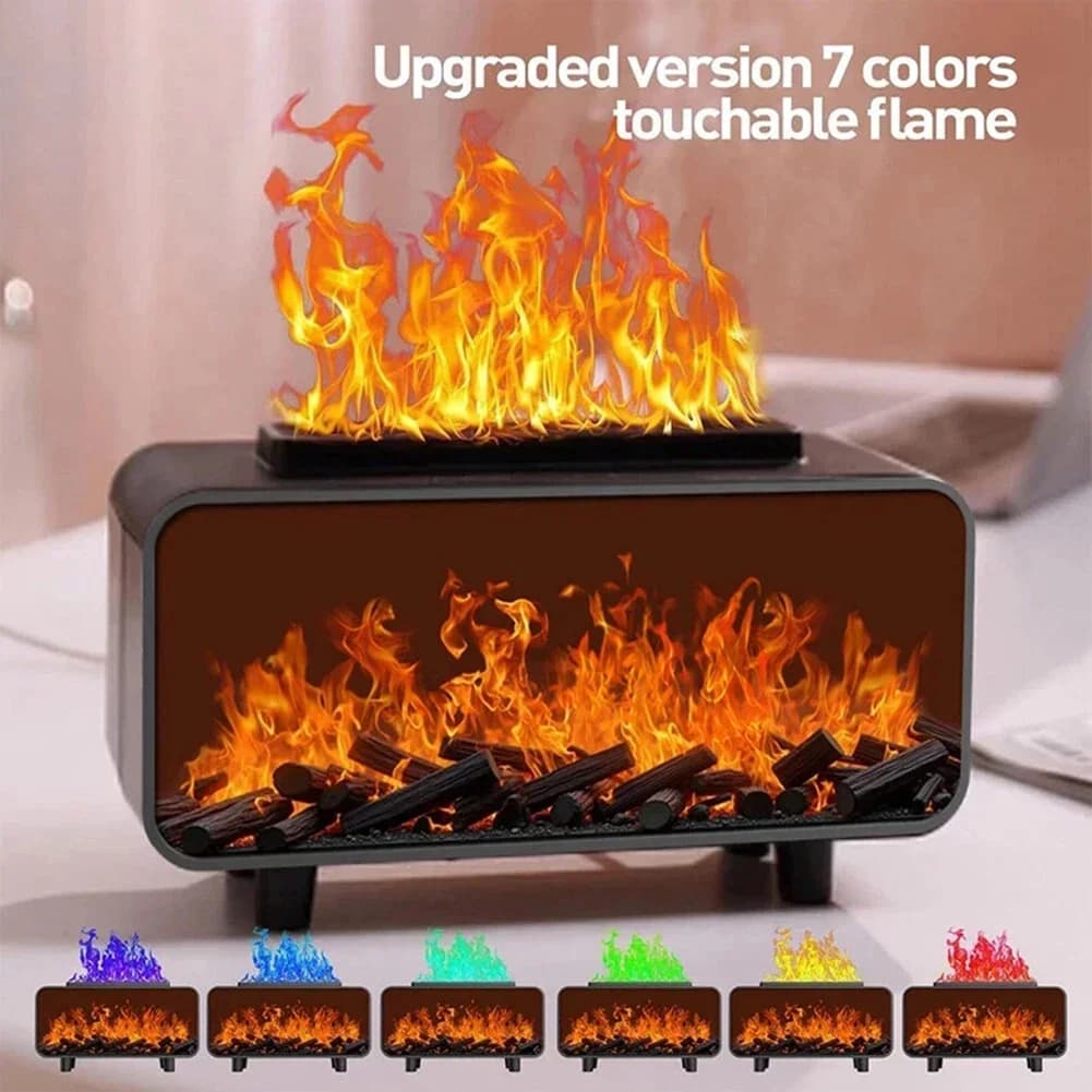 Diffuseur d'huiles essentielles de flamme de cheminée avec humidificateur, lumières LED à couleur changeante, arrêt automatique sûr pour la maison