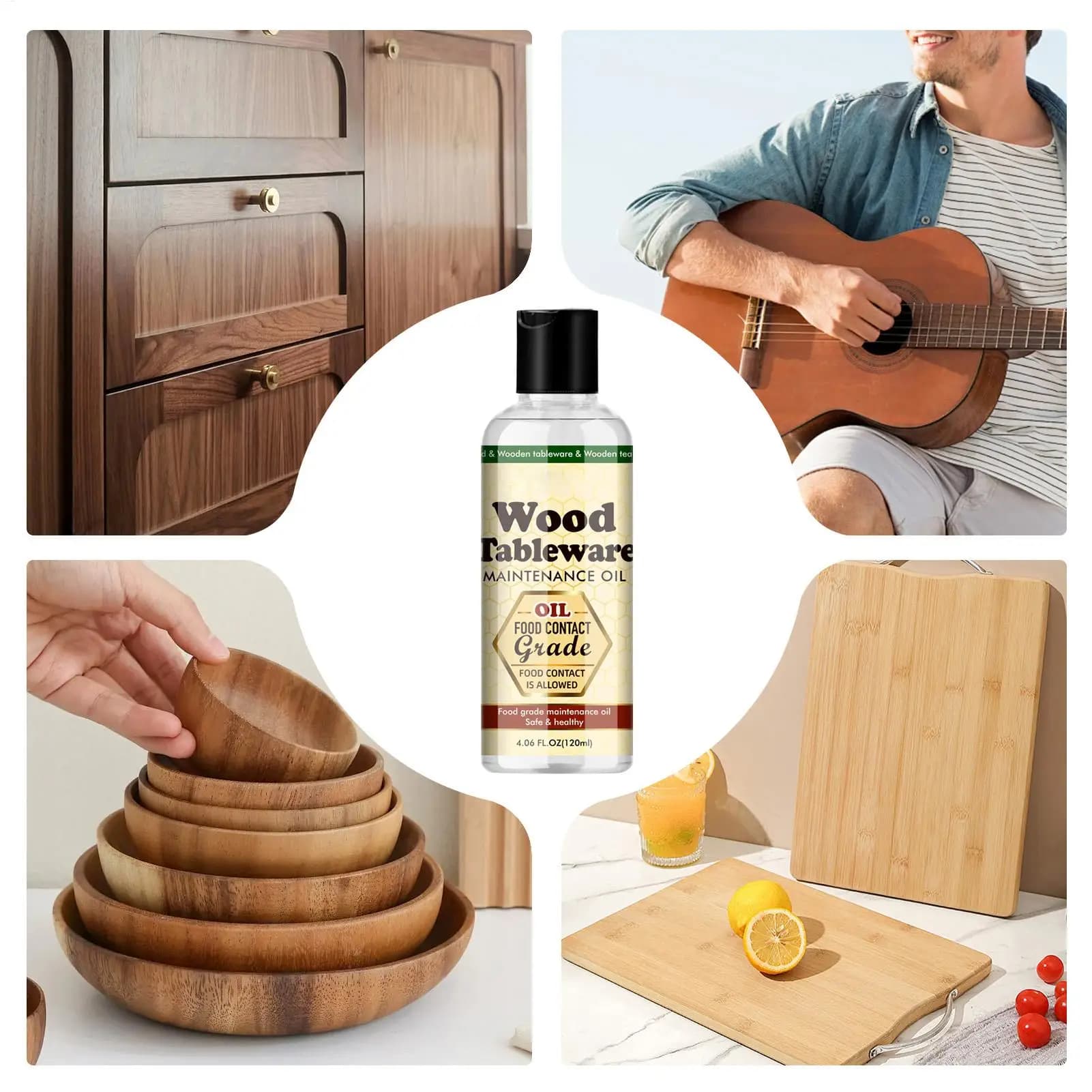 Huile d'entretien pour planches à découper en bois 120 ml, huile de conditionnement pour services à thé, huile de maintenance pour meubles en bois, sécurité accrue pour le bois