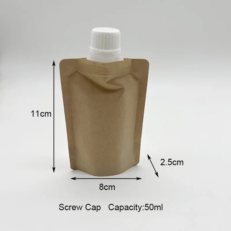 Pochette à bec en papier Kraft 50ml 100ml, 50 pièces, pour boissons liquides, sac d'emballage jetable, Sachet d'échantillon de maquillage cosmétique