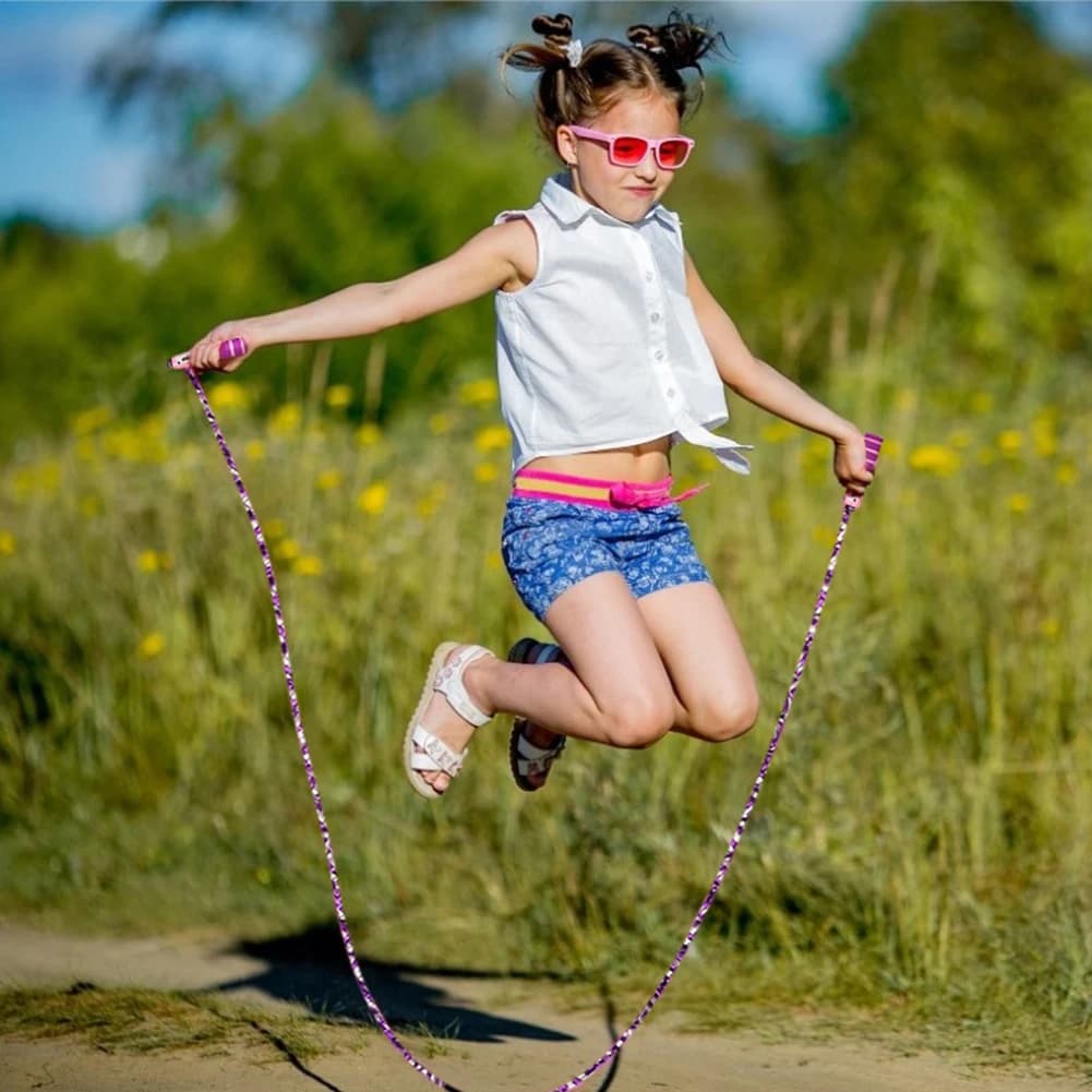Cordes de Sport réglables en coton pour enfants, Fitness, joli dessin animé, poignée en bois naturel, conception de filet