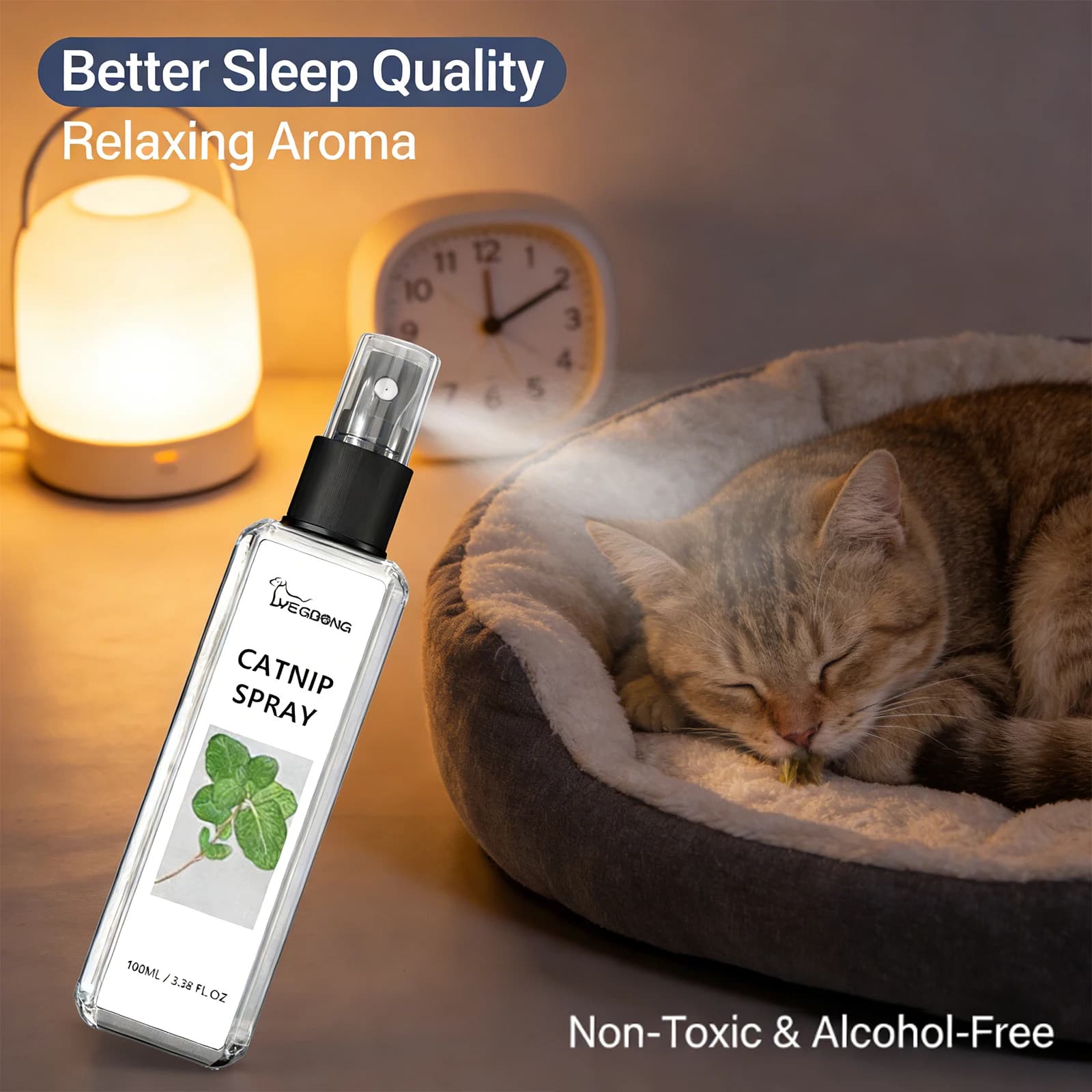 Yegbong Spray à l'herbe à chat soulage efficacement la tension de l'anxiété du chat améliore la vitalité des animaux de compagnie stimule le plaisir des chats Spray comestible à la menthe pour chat