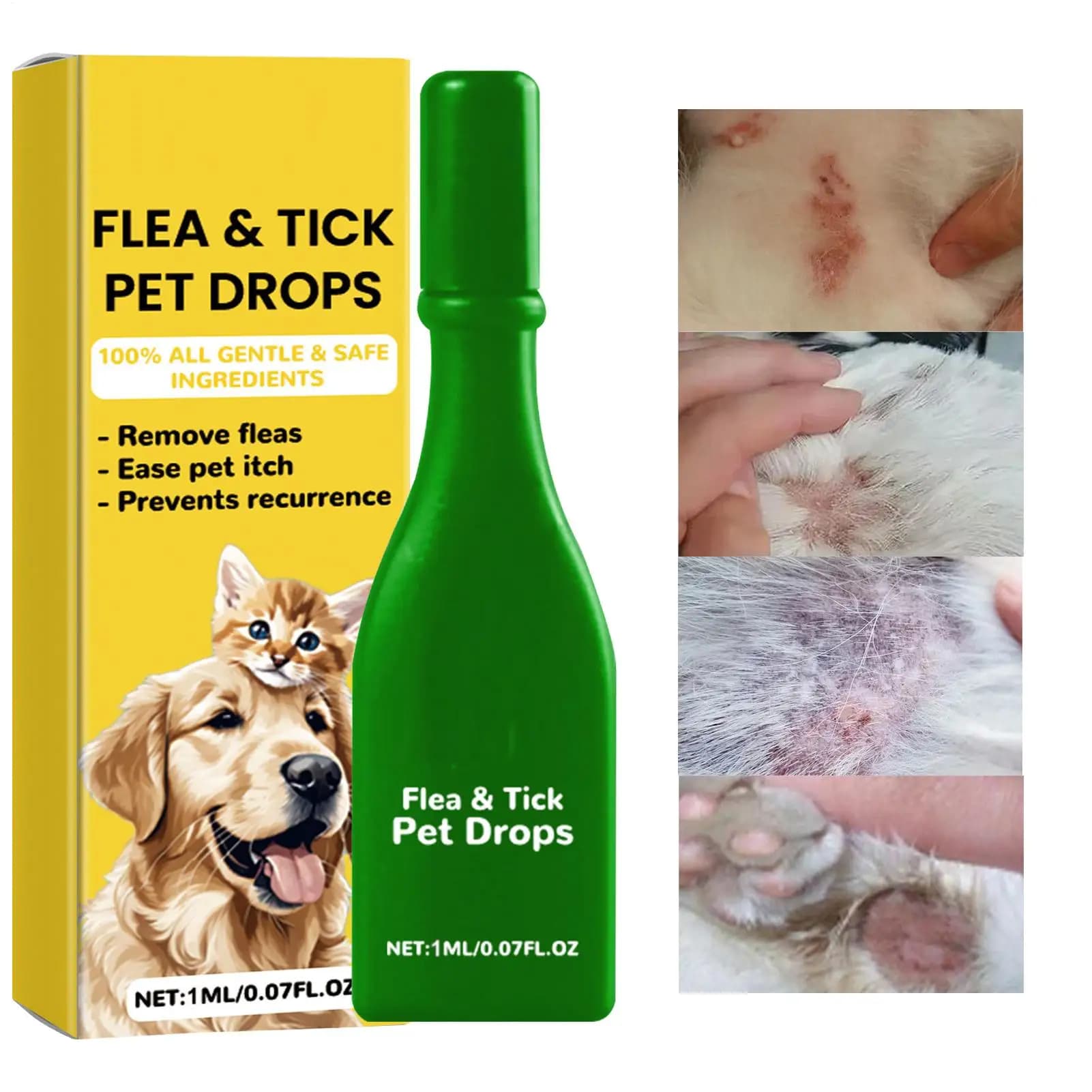 Gouttes anti-puces pour chats : élimination des puces et des tiques, soulagement des démangeaisons cutanées, répulsif externe contre les insectes, fournitures de vermifuges, traitements contre les tiq