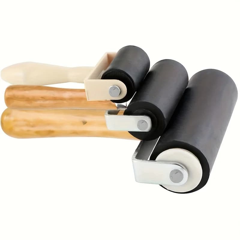 Rouleaux de presse en caoutchouc, rouleaux d'artisanat pour impression, encre, outils de tamponnage, outil de gravure sur bois, rouleau de presse à encre en bois