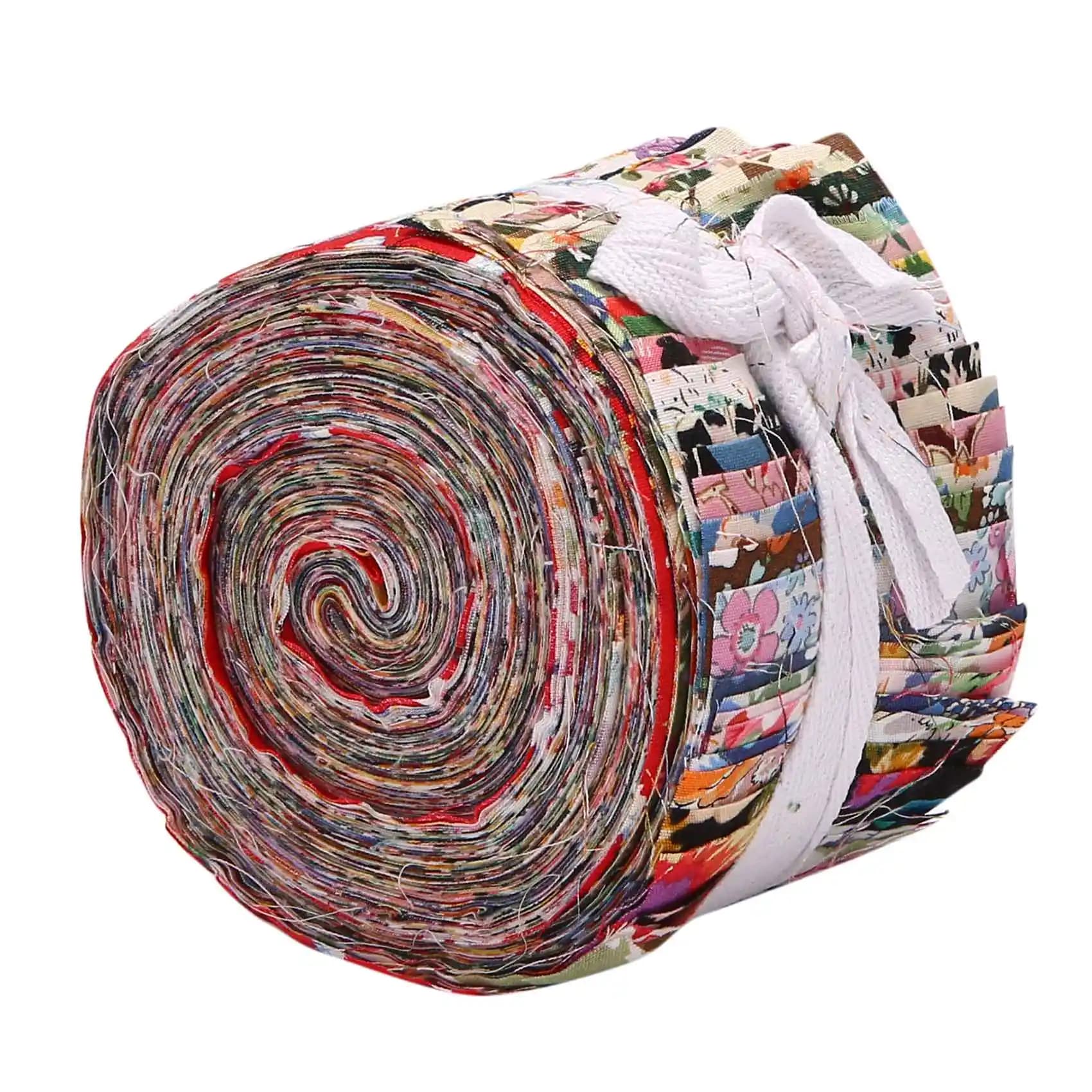 Just- Bandes en tissu rouleau de tissu gelée, bandes matelassées en tissu, patchwork prédécoupé de fleurs enroulables avec motifs assortis