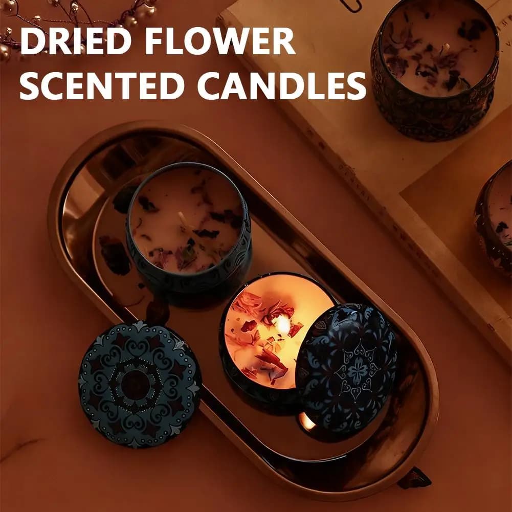 Bougie parfumée pour la maison, cire de soja, aromathérapie à la lavande, rose, jasmin, etc. Cadeaux d'huiles essentielles végétales et de fleurs séchées