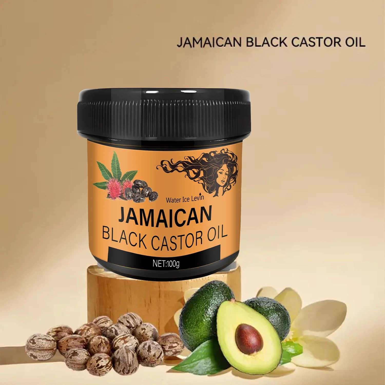 Huile de ricin noire jamaïcain 100g, cire capillaire hydratante, amélioration de la qualité des cheveux, améliore la sécheresse et la pellicule, adaptée à tous les types de cheveux, adaptée aux hommes