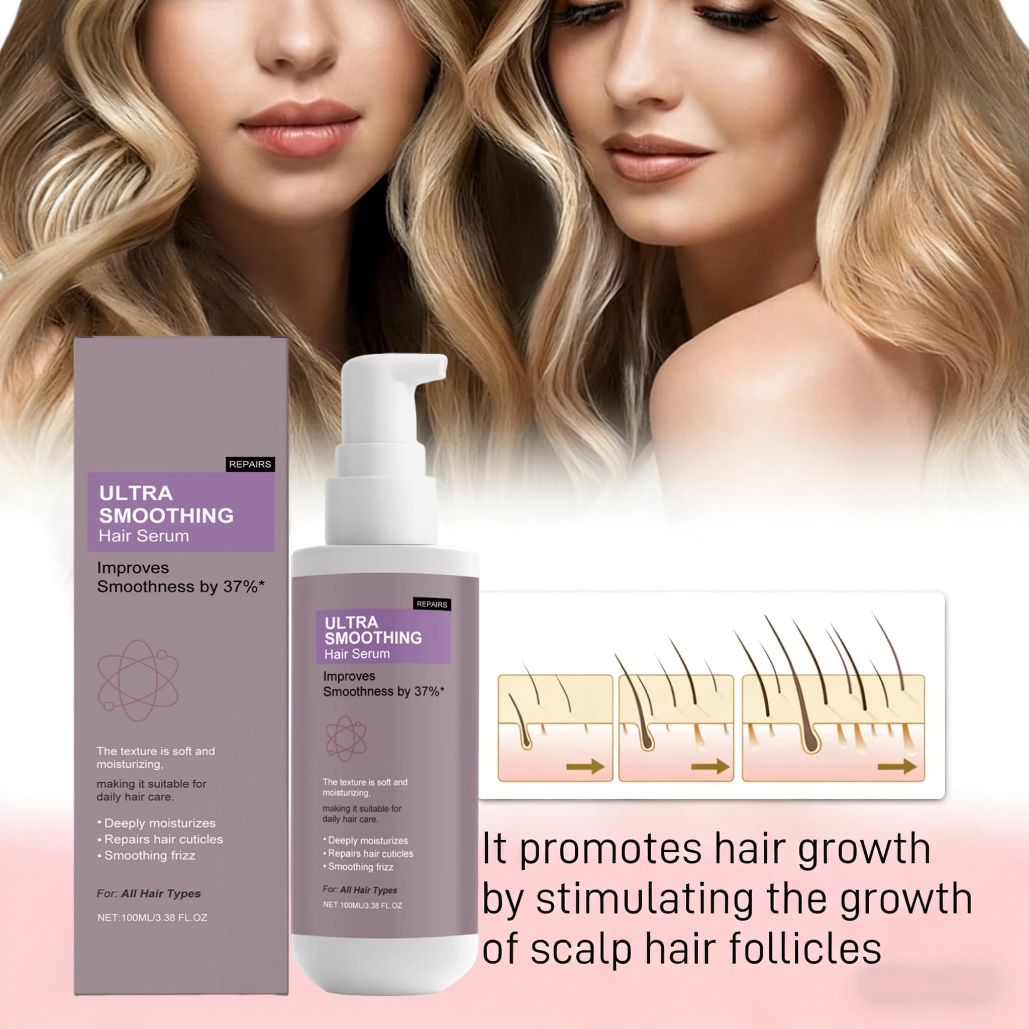 Huile capillaire bio à l'huile de Jojoba et au Squalane, soin réparateur doux pour cheveux secs et abîmés, réduit la chute des cheveux, lisse et redonne brillance et densité