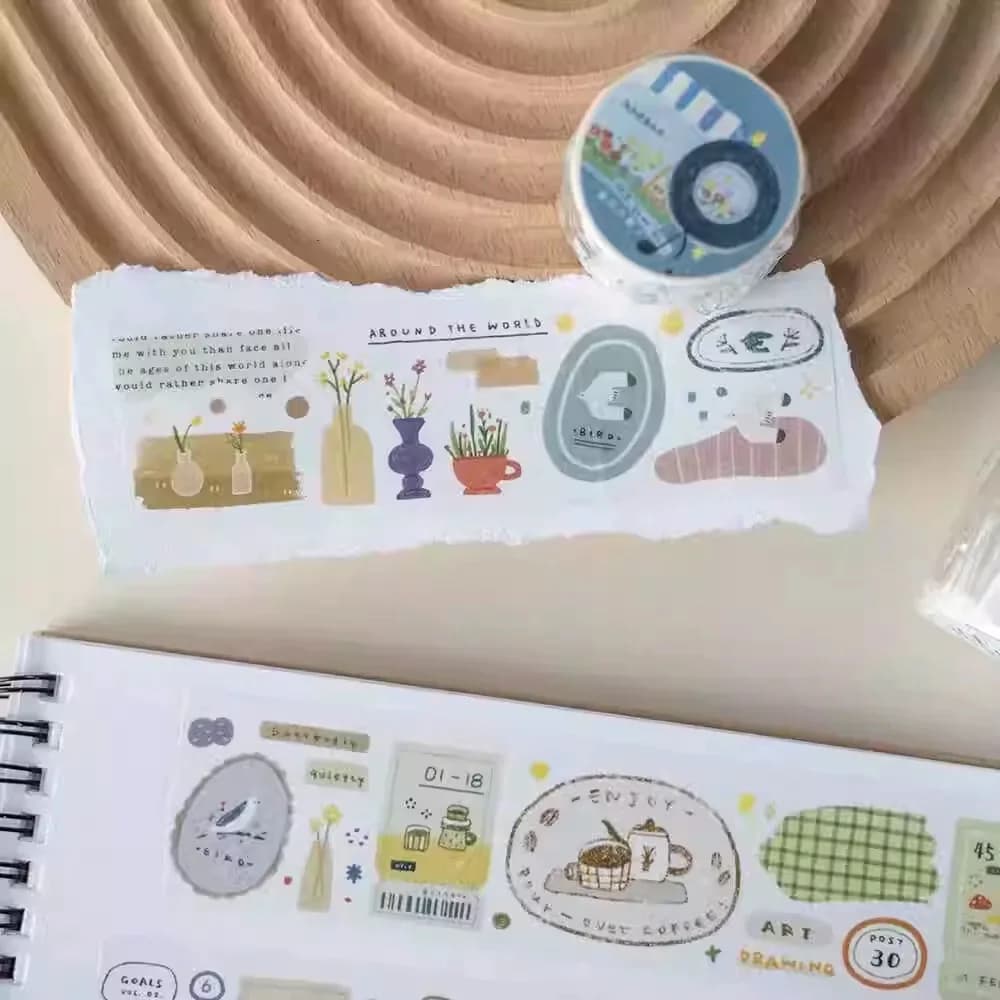 Orange Studio Vintage rétro Note petits rouleaux Washi PET bande planificateur bricolage fabrication de cartes Scrapbooking Plan autocollant décoratif