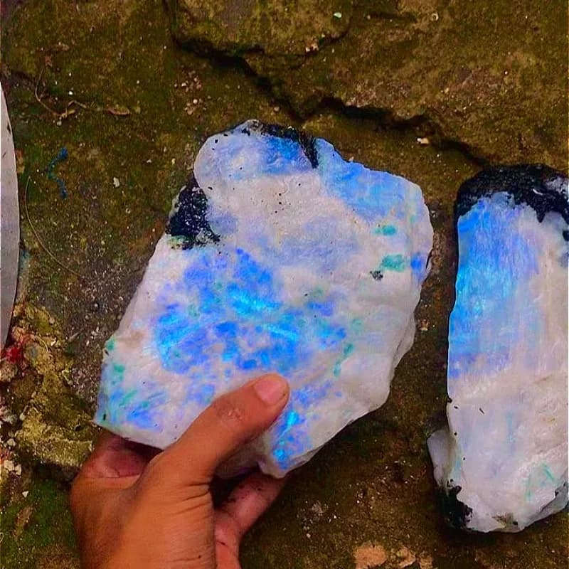 Grande Pierre de Lune Arc-en-ciel Brute, avec Iridescence Naturelle, Idéale pour la Décoration Intérieure, Cadeaux de Yoga
