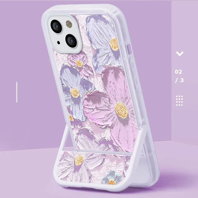 Coque de téléphone à fleurs avec peinture à l'huile