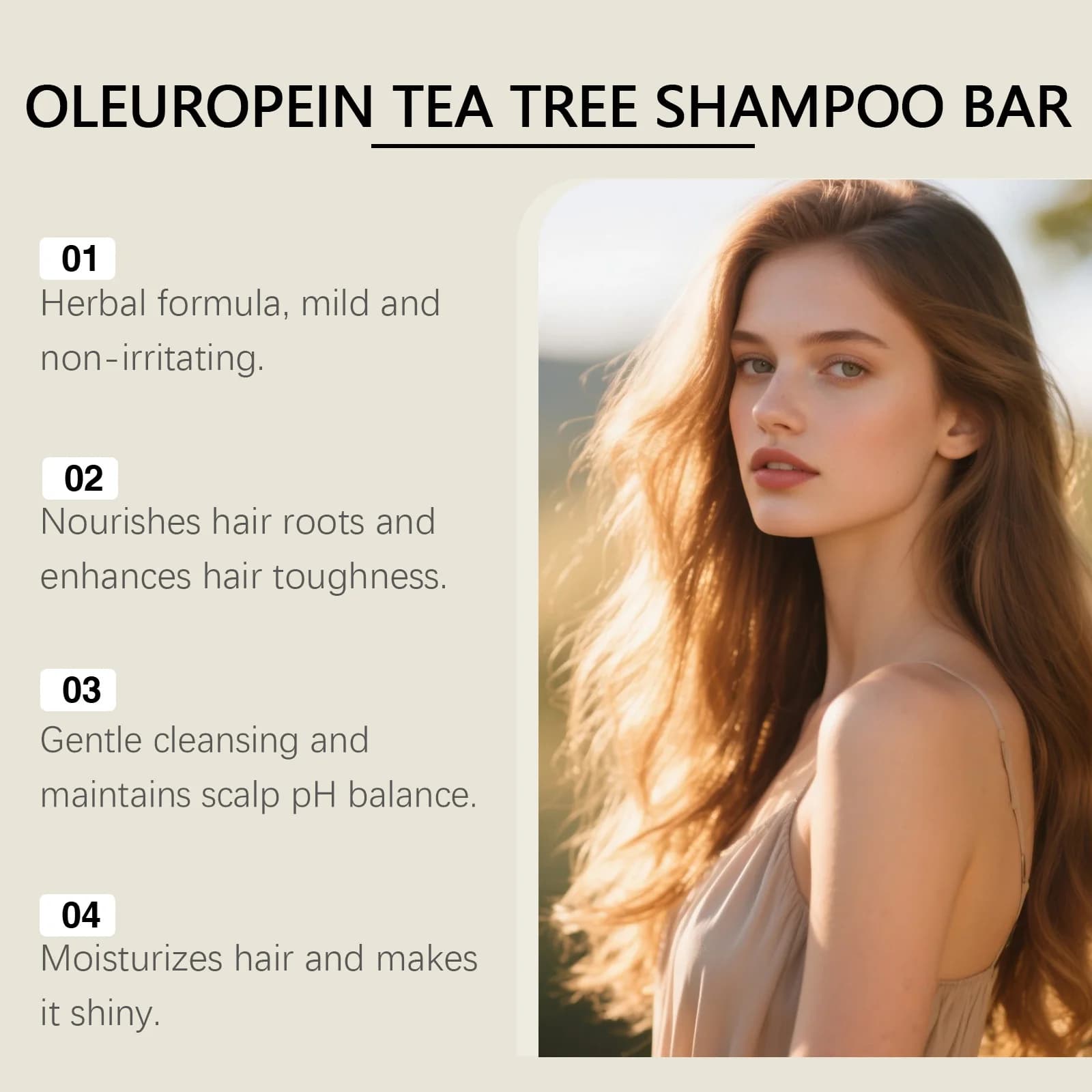 Barre de shampoing anti-pelliculaire à base de plantes, huile d'arbre à thé douce, Essence, contrôle de l'huile, nettoyage du cuir chevelu, savon de soin, réparation des cheveux endommagés