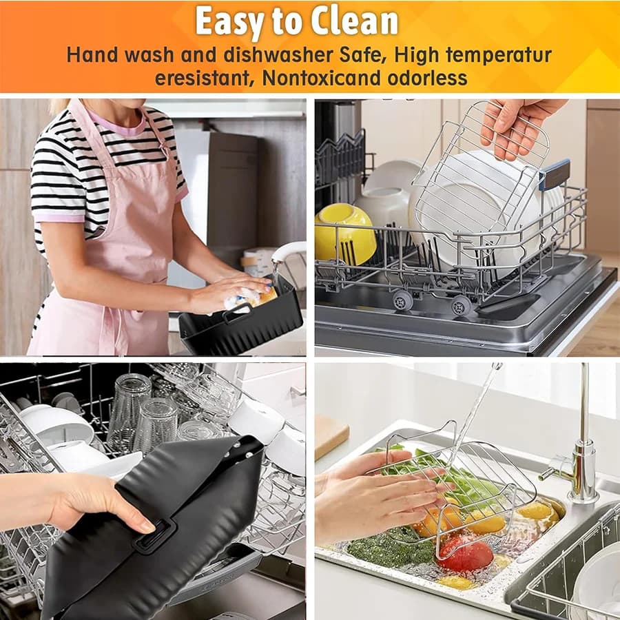 Moule en Silicone pour friteuse à Air, support de gril, ensemble d'ustensiles pour Ninja Double pile XL/Foodi SL400EU, AF300EU/AF400EU 7,5l-9,5l
