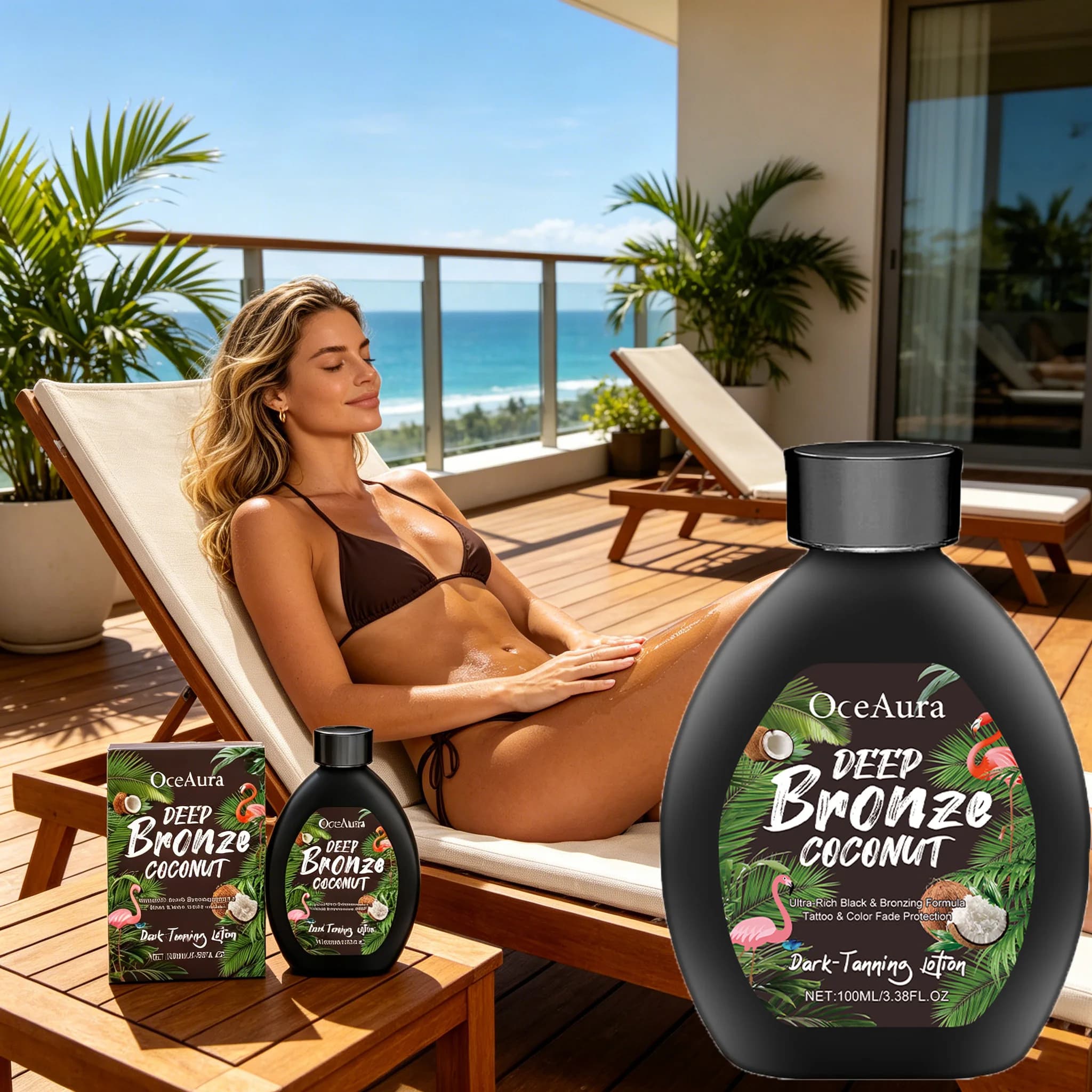 Lotion bronzante foncée à l'huile de coco, accélérateur d'hydratation pour un éclat bronze profond, crème bronzante pour lits de bronzage et usage extérieur