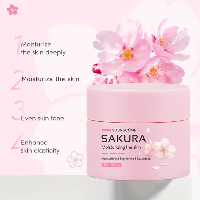 Crème à l'essence Sakura, hydratant pour le visage aux fleurs de cerisier pour peaux sèches et rugueuses, Anti-vieillissement, Lifting du visage, réparation nourrissante au collagène