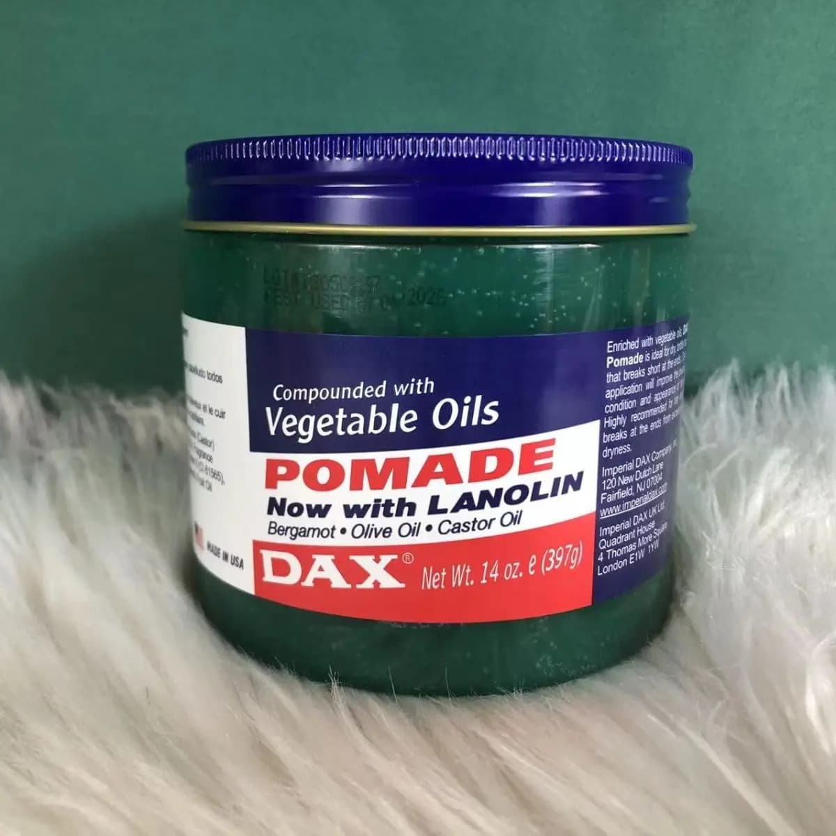 Pomade d'huiles végétales DAX pour cheveux