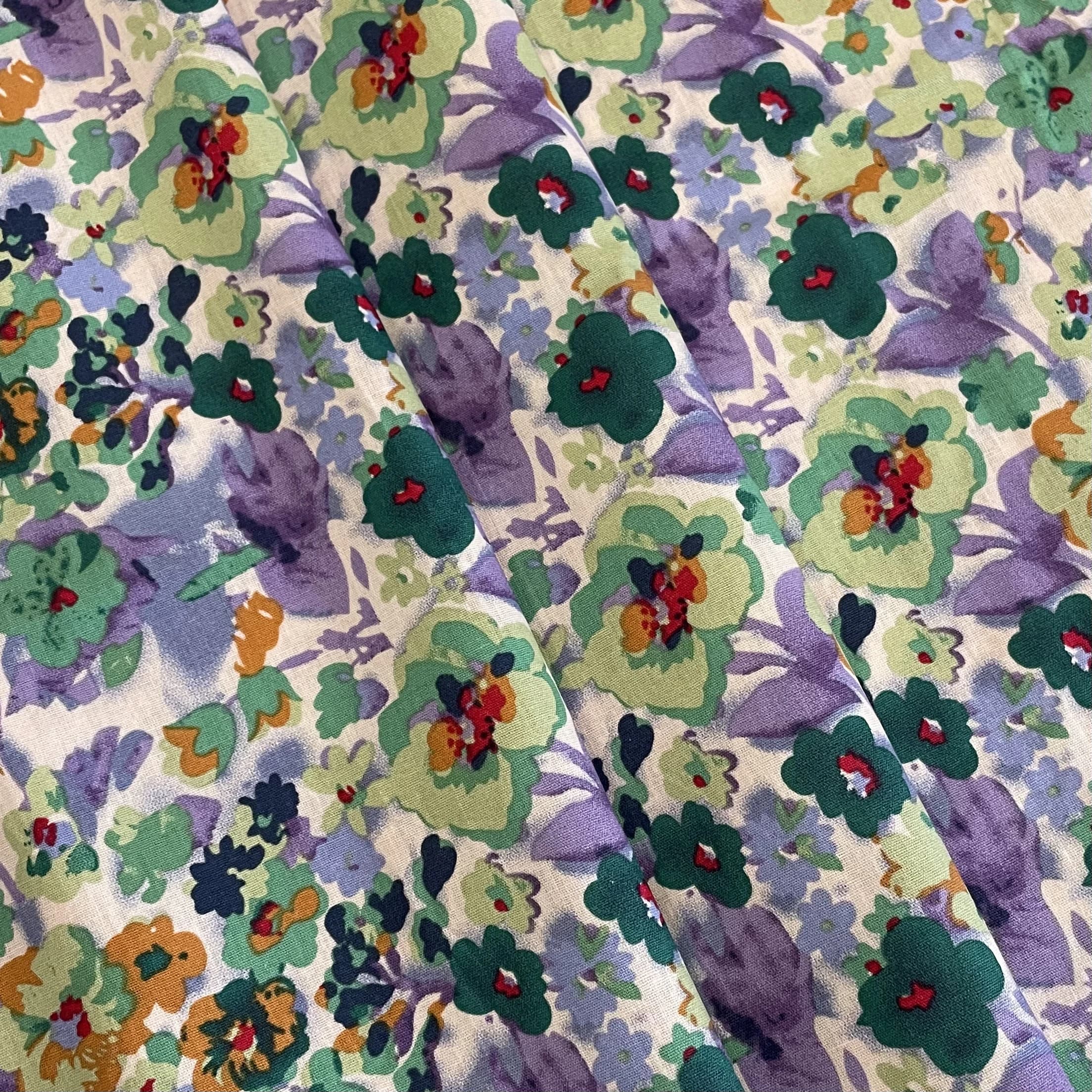 Tissu popeline 100% coton à motifs de fleurs peintes à l'huile vertes pour la couture de vêtements pour enfants et bébés, robes, jupes, bricolage fait main