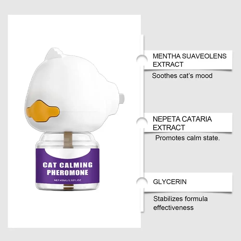 Diffuseur de phéromones apaisantes pour chat de 45 ml, dispositif efficace pour apaiser, soulager l'anxiété, le stress, arrêter les griffades et les miaulements