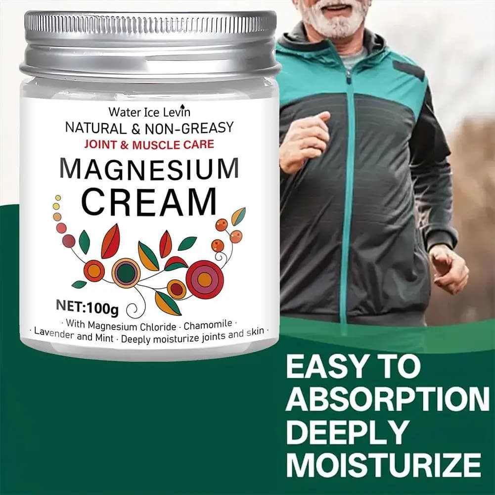 Crème non grasse 100g au magnésium pour les articulations et les muscles, nourrit/hydrate, usage quotidien, améliore l'élasticité de la peau, camomille, lavande