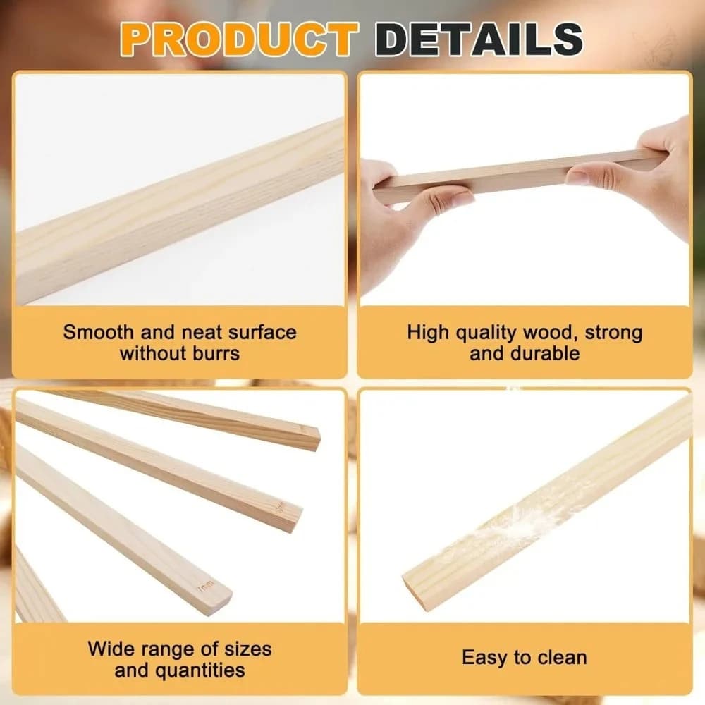 Ensemble de 8 guides de roulement en bois pour rouleaux à pâte, épaisseurs 3mm/5mm/7mm/10mm, rails lisses beige clair pour rouleaux à argile