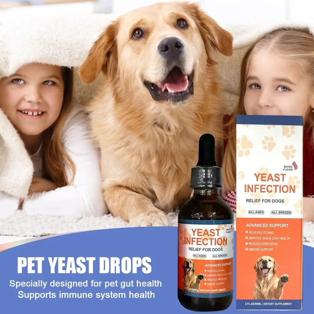 Gouttes liquides de 60 ml pour chiens et chats contre les infections à levures – Complément pour la santé intestinale, le système immunitaire et la digestion