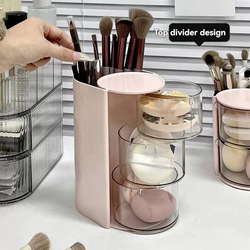 Boîte de rangement pour bouffées de beauté, éponge de maquillage, tampon en coton, boîte à poudre compacte pour coussin, boîte de rangement pour crayons à sourcils et pinceaux, 1 pièce