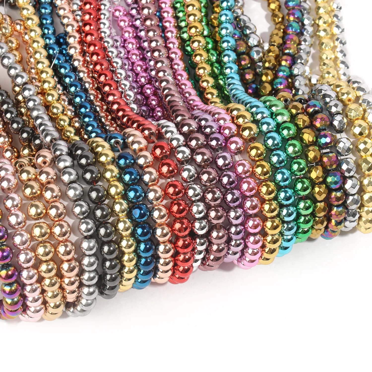 Perles Rondes en Pierre Hématite pour Travaux Manuels, Accessoire en Argent et Or, Naturel, pour Fabrication de Bijoux, Bracelet, Boucle d'Oreille, 2 à 10mm, 15 Pouces