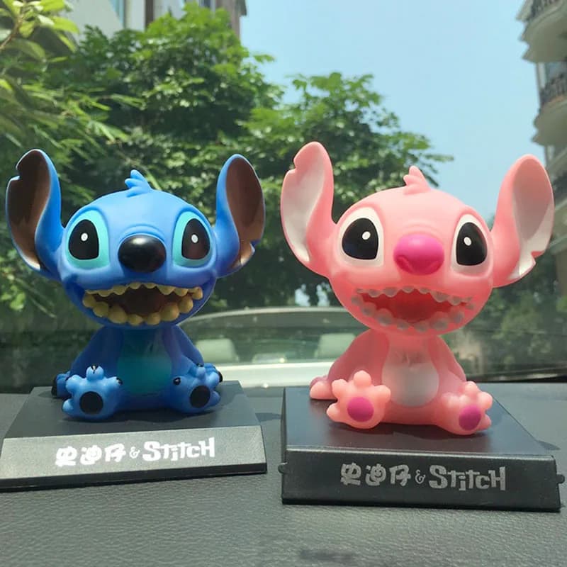 Figurine d'action Disney Lilo Stitch en PVC, poupée Bobblehead, ornements de voiture, modèle de tête secouante, jouets, accessoires de décoration intérieure automobile