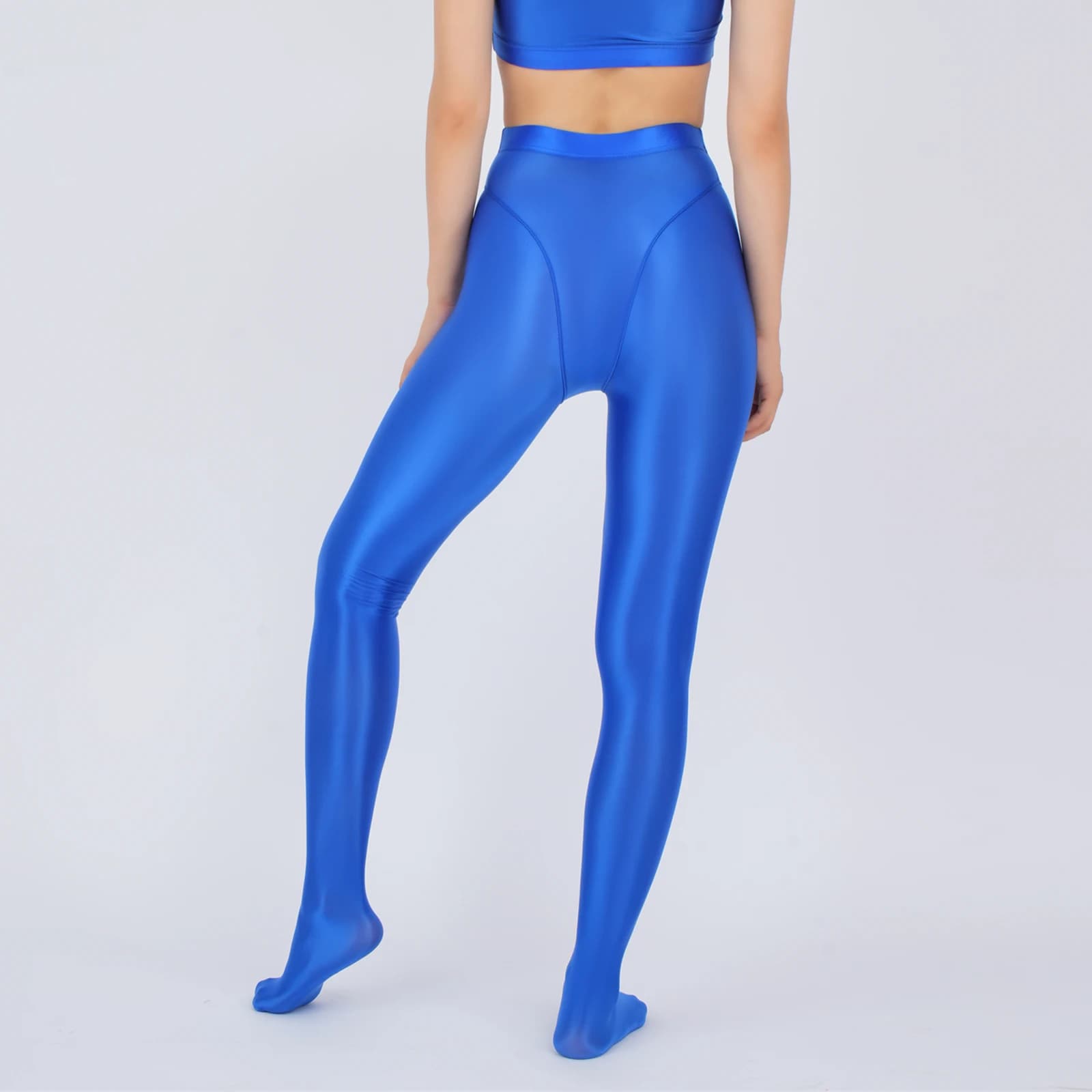 Wetlook-Leggings à Pieds pour Femme, Pantalon Moulant Extensible, Brcorporelle à l'Huile, Ceinture artificiel astique Lisse, Slim Fit