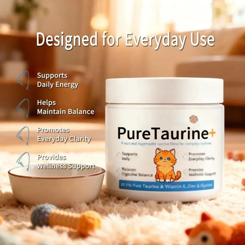 Complément alimentaire en poudre de taurine pour chats, 200 g, riche en taurine pure à 99,9 % pour aider à améliorer la santé des chats et favoriser l'équilibre digestif
