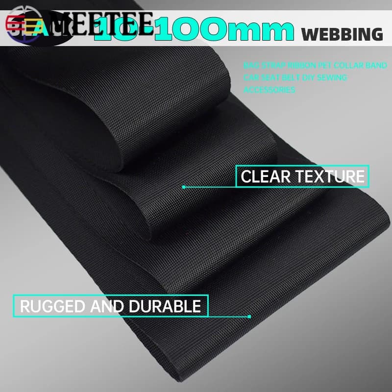 1 rouleau = 42 mètres, ruban en nylon noir de 10 à 100 mm, ruban en polyester pour sangle de sac, ruban décoratif pour sac à dos, couture DIY