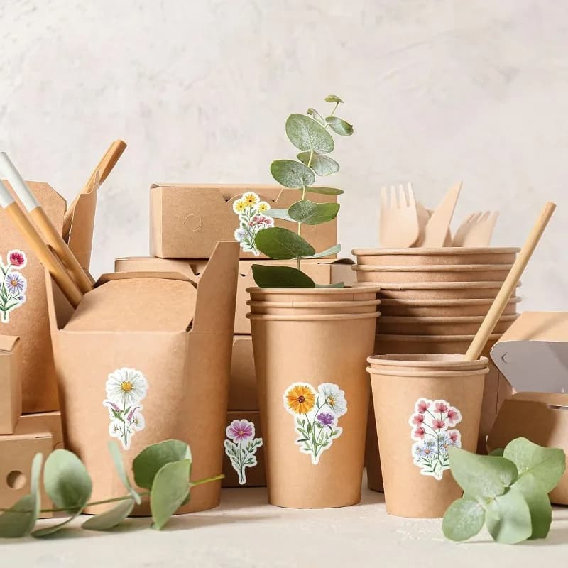 Rouleau d'autocollants de fleurs sauvages, 1 rouleau, décalcomanies en papier Floral coloré, autocollants auto-adhésifs pour Bouquet de fleurs