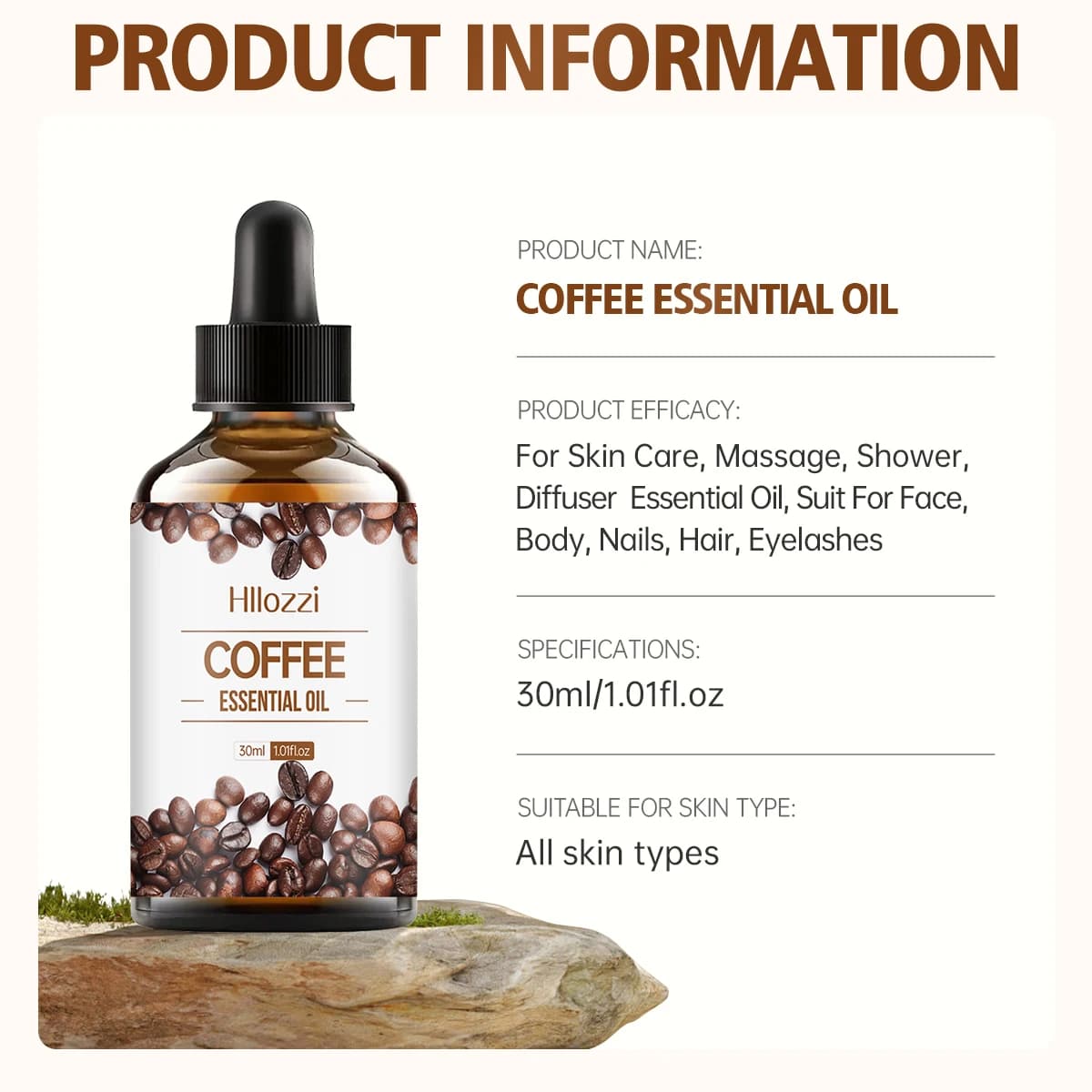 Huile essentielle de café 30ml/1.01fl.oz pour la peau, les cheveux, les ongles et les cils, hydratante, nourrissante, adaptée à tous les types de peau