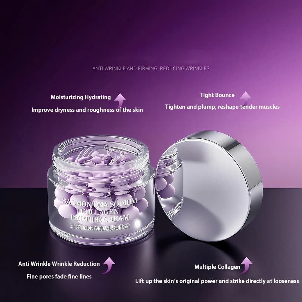 Crème Coréenne Hydratante et Régénérante au Collagène de Saumon et Peptides de Naufrage pour Peaux Sèches et Rugueuses – Soin Anti-âge et Contrôle du Sébum
