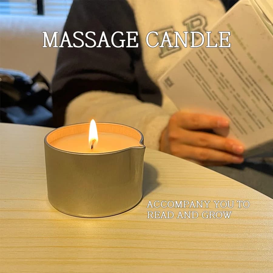 Bougie de Massage-huile essentielle- Six parfums différents, 1oz/2oz fonde dans l'huile de Massage chaude-bougie de Massage Sensuelle, bec verseur