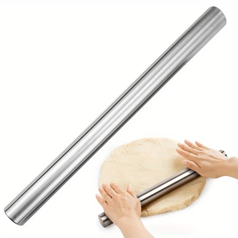 Rouleau à pâtisserie simple en acier inoxydable, adapté à la pâtisserie, très adapté au rouler du sucre, de tarte, de wonton et de la pizza
