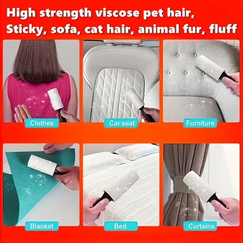 Rouleau à peluches ultra collant pour éliminer la fourrure d'animaux, idéal pour les meubles, les vêtements et les tapis | Outil pour nettoyer l'adhésif pour poils d'animaux