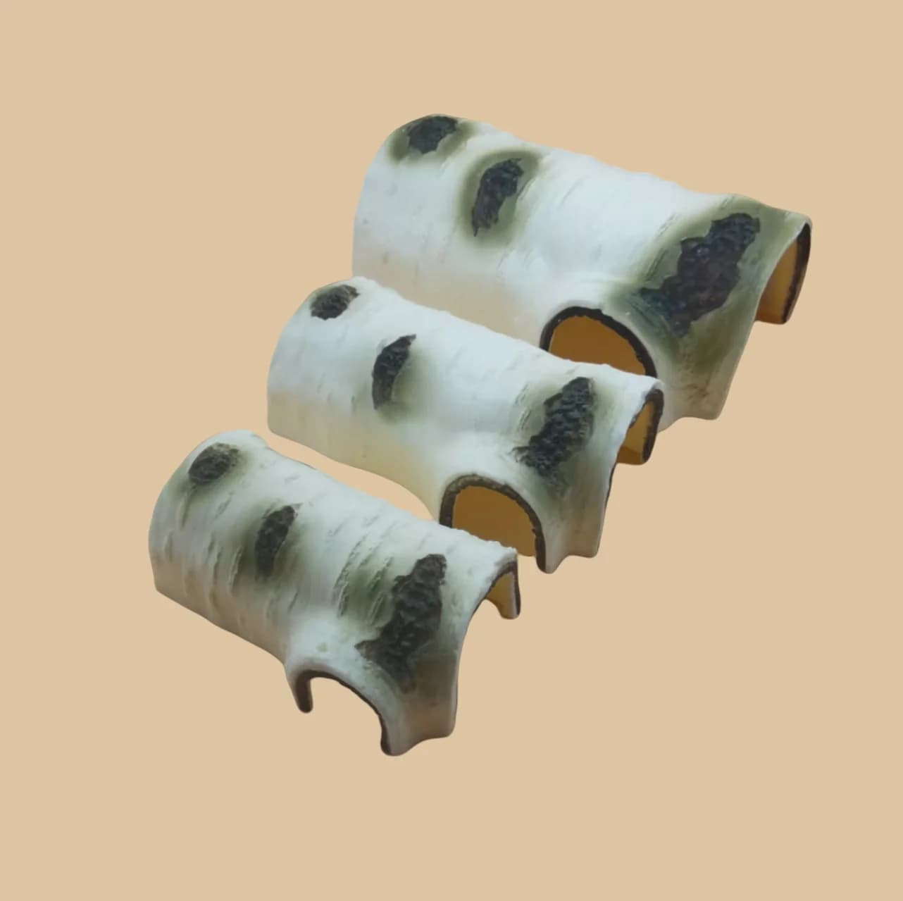 Grotte de cachette pour reptiles – Abri durable en résine à texture de bois de bouleau pour lézards et amphibiens, idéal pour perdre, détendre et jouer