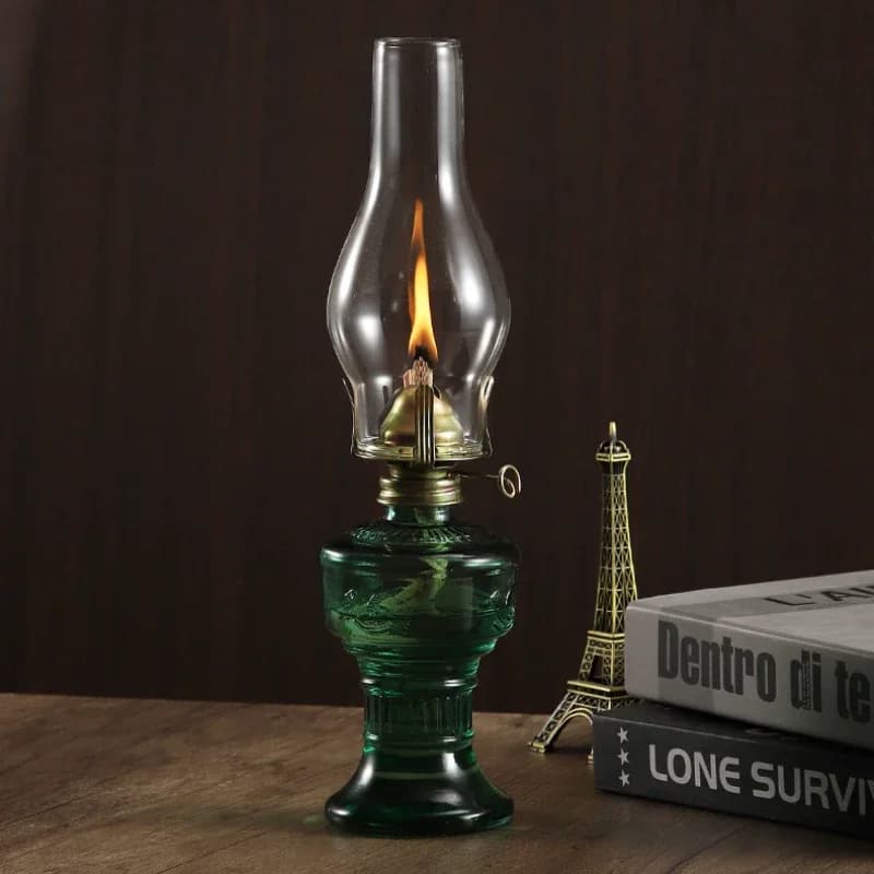 Lampe à huile rustique lanterne Vintage verre kérosène