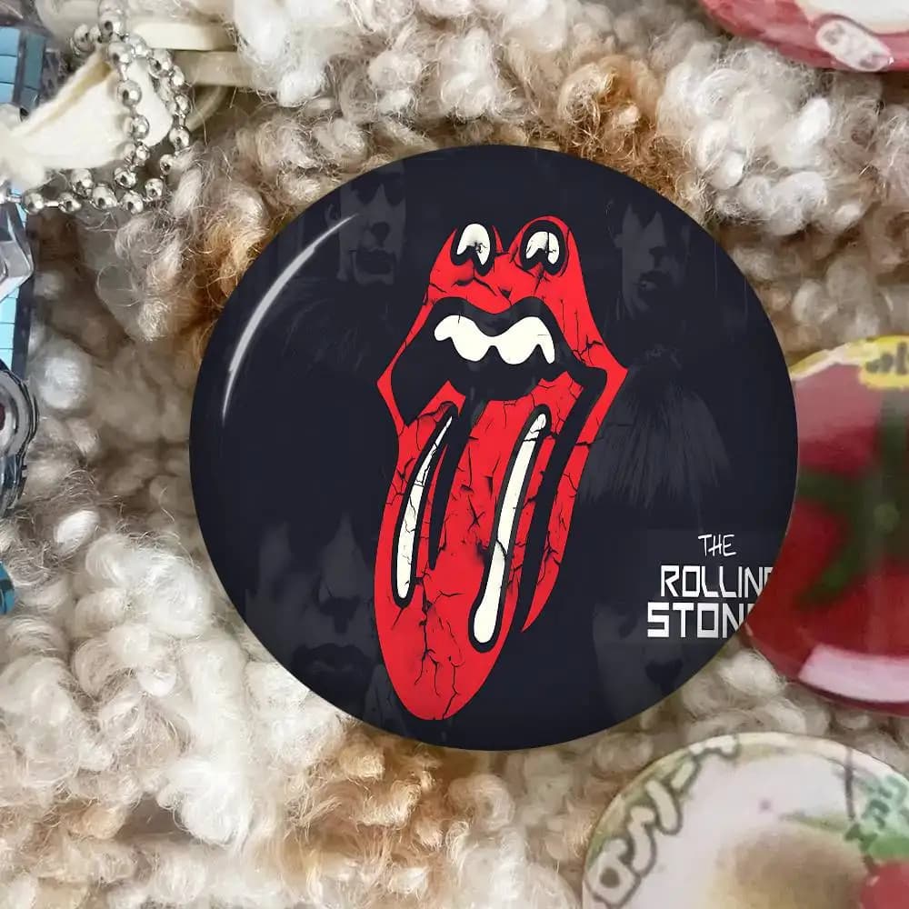 Badge en fer blanc R-rolling S-Stones band, personnalisé, thème Anime, style rétro, broche, badge de col dessin animé, bijou, cadeau pour fans