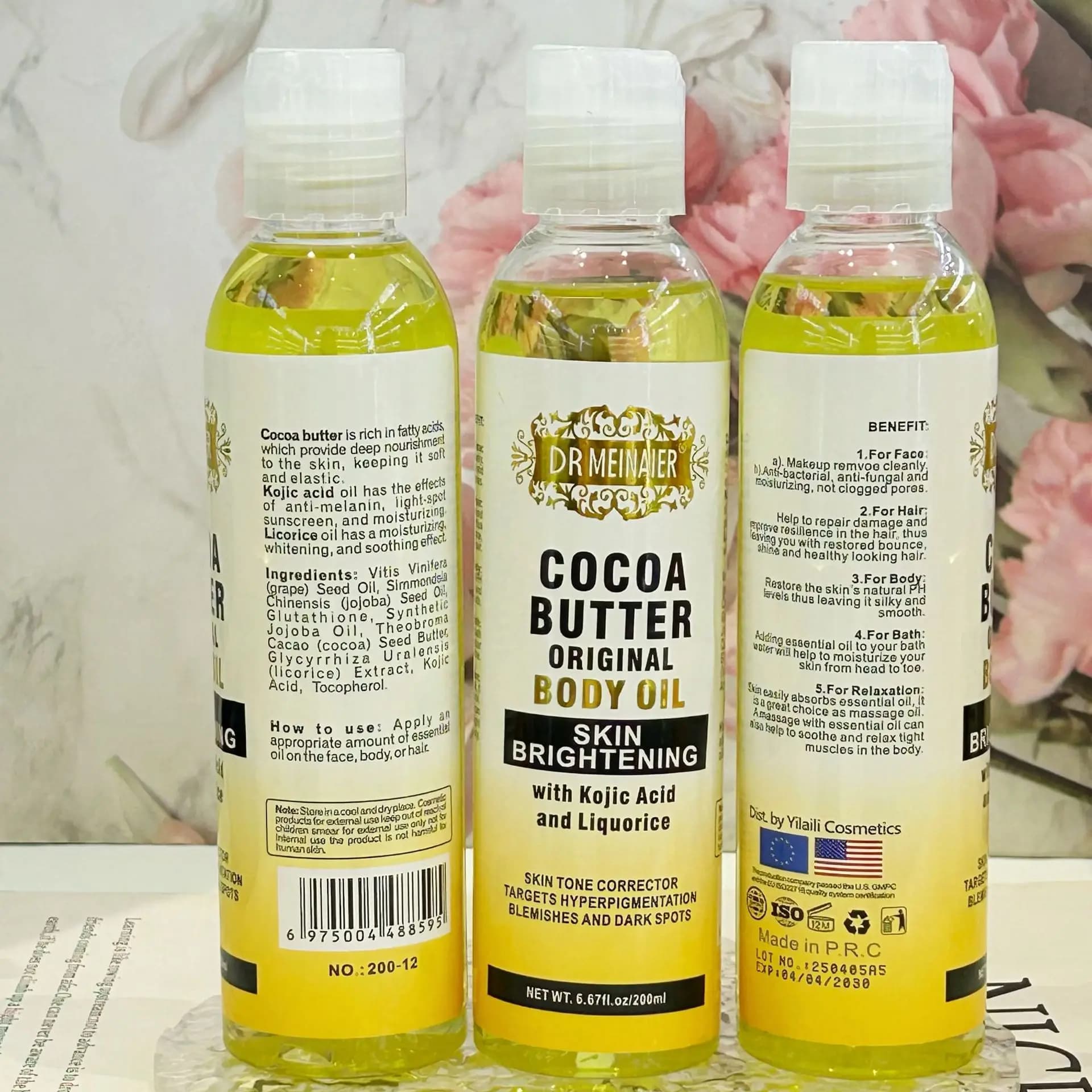 Huile de soin pour le corps au beurre de cacao, 118ML, hydrate et nourrit la peau, huile essentielle pour tout le corps de grande capacité
