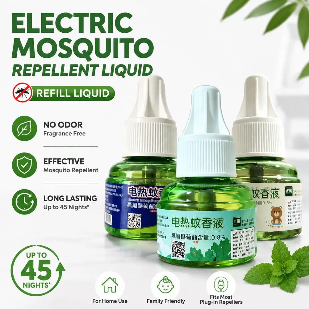 Liquide Répulsif Moustiques Électrique, Recharge Liquide Répulsive Inodore pour la Maison, 1 pièce, Anti-Moustiques et Nuisibles