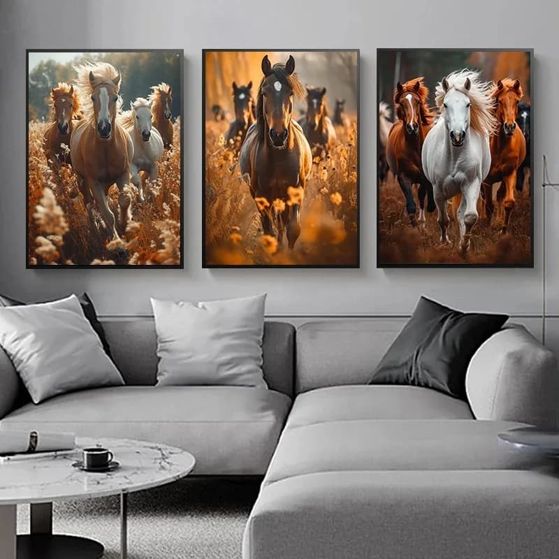 Affiche d'aquarelle de cheval sauvage élégant, portrait animal moderne, impressions sur toile, peintures murales, images pour le salon, décoration de la maison